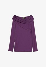 Langarmshirt mit Schalkragen Gr 52/54 Lila Damen Langarm-Shirt Bluse Tunika Neu*