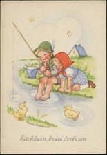 20004445 - Kinder beim angeln, Enten, -Fischlein, beiss doch an-,Spezial
