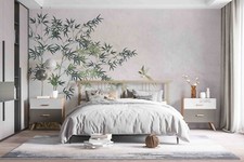 3D Bambus Vogel Tapete