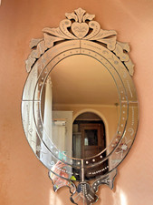 Großer Antiker Venezianischer Wandspiegel aus Murano-Glas 115 cm x 65 cm