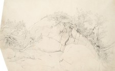 Bewachsener Felsen, um 1840