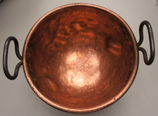 Kupferkessel Schlagkessel 24 cm Durchmesser ca. 3,6 Liter gebraucht für Dreibein