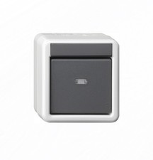 Gira KNX Taster BA 1fach Kontroll 1Punkt Grau Wassergeschütz 515130 Aufputz IP44