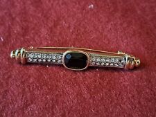 Anstecknadel Gold-Silberfarben mit Onyx und vielen Glitzersteinen 6cm