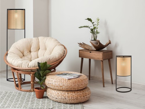 Vintage korblampen rattan - korblampen,