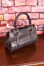 Vintage orig 60er Tasche Leder Handtasche schwarz silber Köfferchen