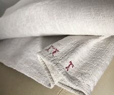 Antik 184 x 106 Natur Leinen Bauernleinen Monogramm MT XII grob Schön!
