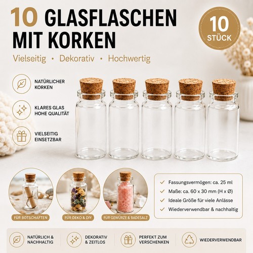 Glasfläschchen mit korken - glasfläschchen,