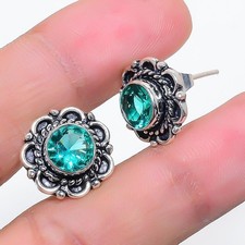 Paraiba Turmalin Edelstein Handarbeit 925 Sterling Silber Schmuck Ohrstecker