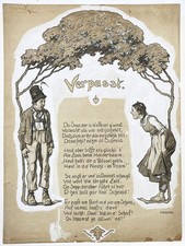 A. Roeseler - Verpasst Bayerisches Liebespaar Sepp Resi Zeichnung drawing 1910