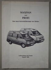 Prospekt / Broschüre VW Bus T4 Dehler-Mobile Maxivan und Profi Stand 08 / 1992