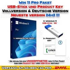 Windows 11 Pro 64Bit USB Paket inkl. Key 24H2 Vollversion "DE-Version"