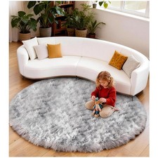 Teppich rund 100 cm Hellgrau