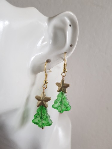 Ohrringe christbaum glasperlen - ohrringe,