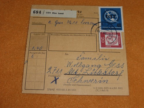 Bund paketkarte 1965 - bund,