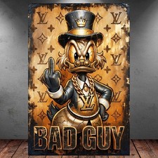 LEINWAND BILD ER XXL POP ART BAD GUY DAGOBERT SCHWARZ GOLD GRAFFITI ABSTRAKT