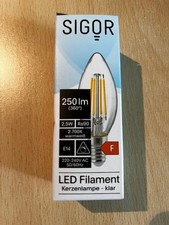 Sigor Kerzenlampe - klar, E14, 250 Lm 25 Watt, Ra90, warmweiß, 220-240 Volt
