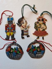 Zinnfiguren Flachfiguren Baumschmuck Weihnachten Konvolut Vintage bemalt Blumen