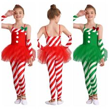 DE ranrann Mädchen Zuckerstange Weihnachtsmann Overall Tanzbody Xmas Outfit