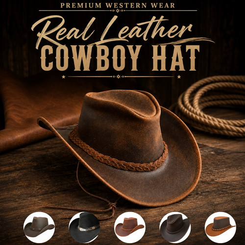 Echtleder cowboyhut herren - echtleder,