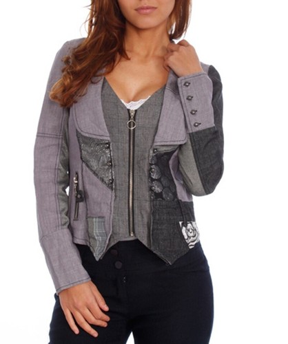 Damen patchwork langarm blazer - damen,