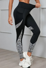 Yoga-Sport-Leoparden-Leggins mit Taschen, Po-Verstärkung und verkürzter Taille
