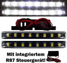 2x LED Tagfahrlicht schwarz 8 SMD mit R87 Steuergerät schwarze Lampen Birnen M7