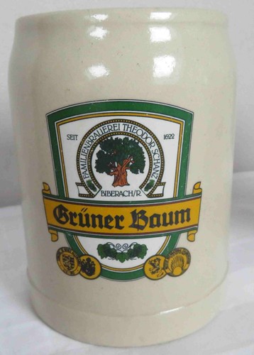 Bierkrug ton grüner baum - 0,5l,