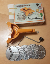 Vintage Moulinex mouli-julienne 445 - 5 Scheiben Küchenreibe Orange