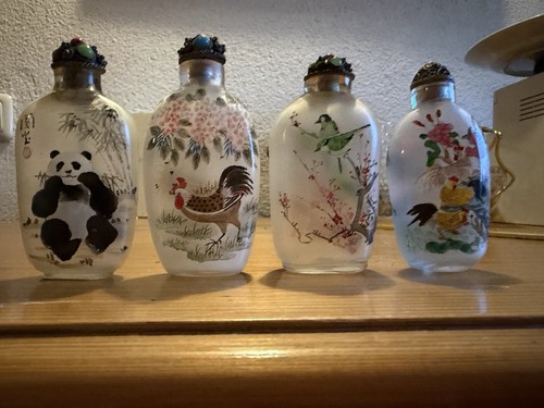 Snuff bottle china glas - 4,