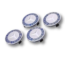 4x 75mm Für Mercedes-Benz Nabendeckel Nabenkappen Felgendeckel Blau Chrom DE