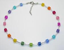 Würfelkette Halskette  Bunt Rot blau türkis Gelb Grün Lila mehrfarbig 280f