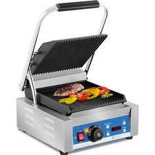 Kontakgrill geriffelt Panini Toaster Elektro Grillplatte Timer 1.800 W Gastro