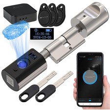 VisorTech Elektronischer Tür-Schließzylinder mit Fingerabdruck, Transponder +GW