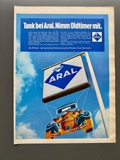 Tank bei Aral Nimm Oldtimer mit 1970 Vintage Ad Werbung Reklame