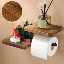 Toilettenpapierhalter mit Ablage WC Klopapierhalter Holz Ablage für Badezimmer