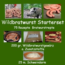 Wildbratwurst-Starterset-75 Rezepte-25 m  Darm-Gewürz