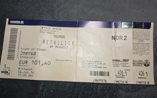 Original ticket metallica - original,
