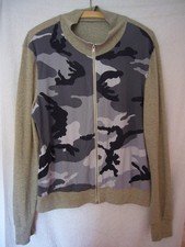 Strickjacke Camouflage Damen Mädchen Gr. 40 Ärmel, Kragen und Rücken goldfarben