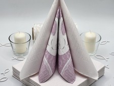 Tischdeko 20 Pers. flieder / weiß Servietten Votivgläser  Kommunion  Hochzeit