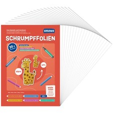 Smowo 20 Stück Schrumpffolien transparent - schrumpfende Plastikfolien basteln