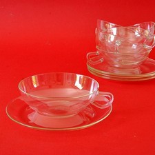 6 Jenaer Glas TEETASSEN + Untertassen, W. Wagenfeld, 50er Jahre