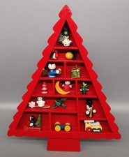 Weihnachten Advent Deko Wandbild Holz Tannenbaum rot Figuren Engel Glocke 24x19