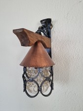 Vintage Wandlampe Made In Italy– Schmiedeeisen Kupfer Glas Rustikal Vintage 