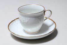 KPM Rocaille mit Goldstaffage,  Kaffeetasse + Unterteller (mehrere vorhanden)