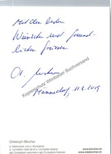 Original Autogramm Christoph Blocher Politiker Schweiz /// Autogramm Auto 350612