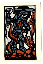 Der heilige Georg, Farbholzschnitt, Anton Wendling, vor 1989