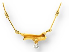 Original Lapponia Halskette Collier Damen mit Brillant in 750 Gelbgold K8