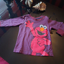 H&M ** Langarmshirt ** bordeaux/blau gestreift ** Elmo ** Sesamstraße ** Gr. 74