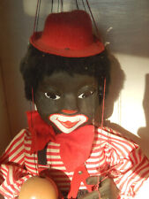 Marionette Clown ca. 50 cm im Schaukasten/Vitrine von 1987